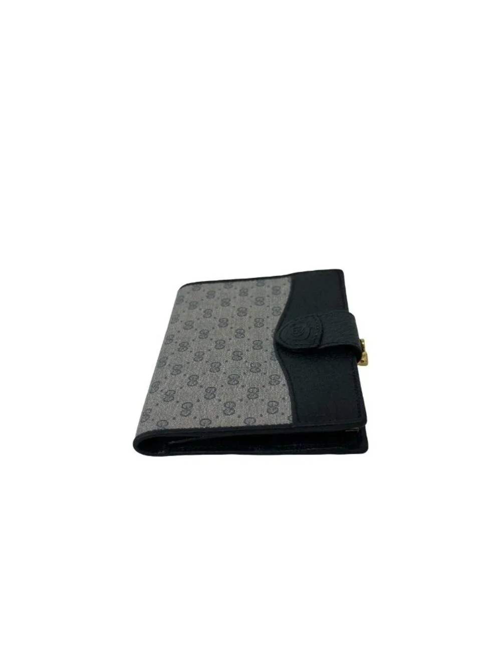 Gucci Vintage Micro GG Logo Leather Kiss Lock Bifold Wallet Navy - Picture 5 of 10